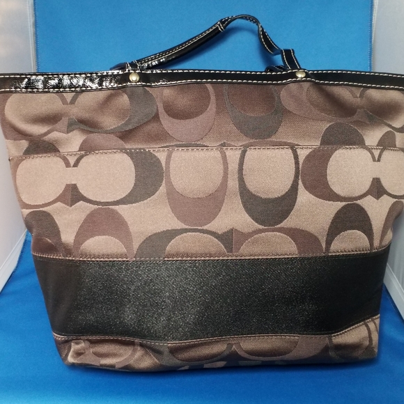 Coach Signature Jacquard Tote 3 Stripe - Picture 2 of 6